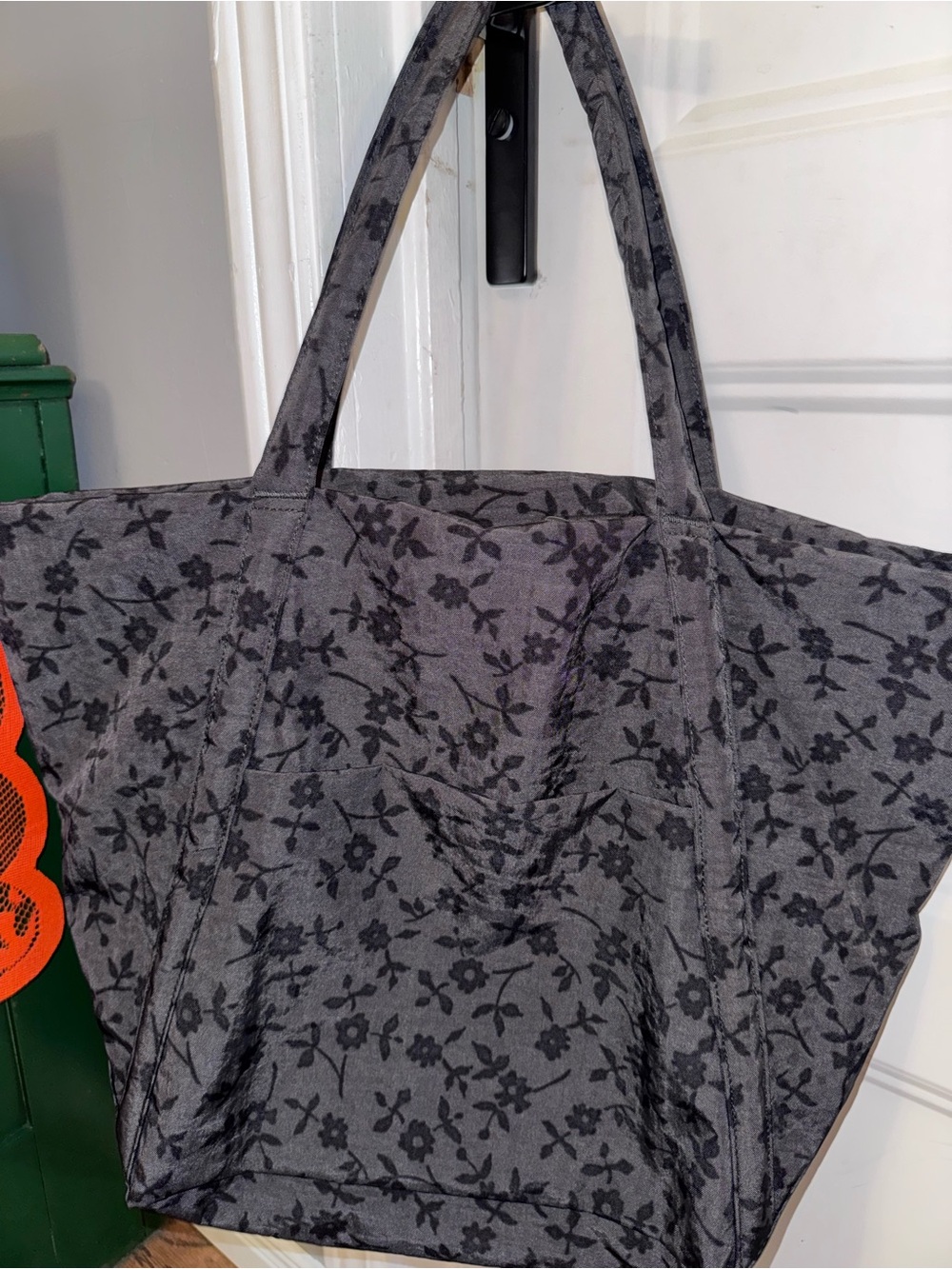 Gray Floral Canvas Baggu Cloud Bag - Women